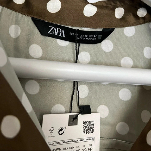 Zara satin effect green polka  dot blouse - Picture 11 of 11